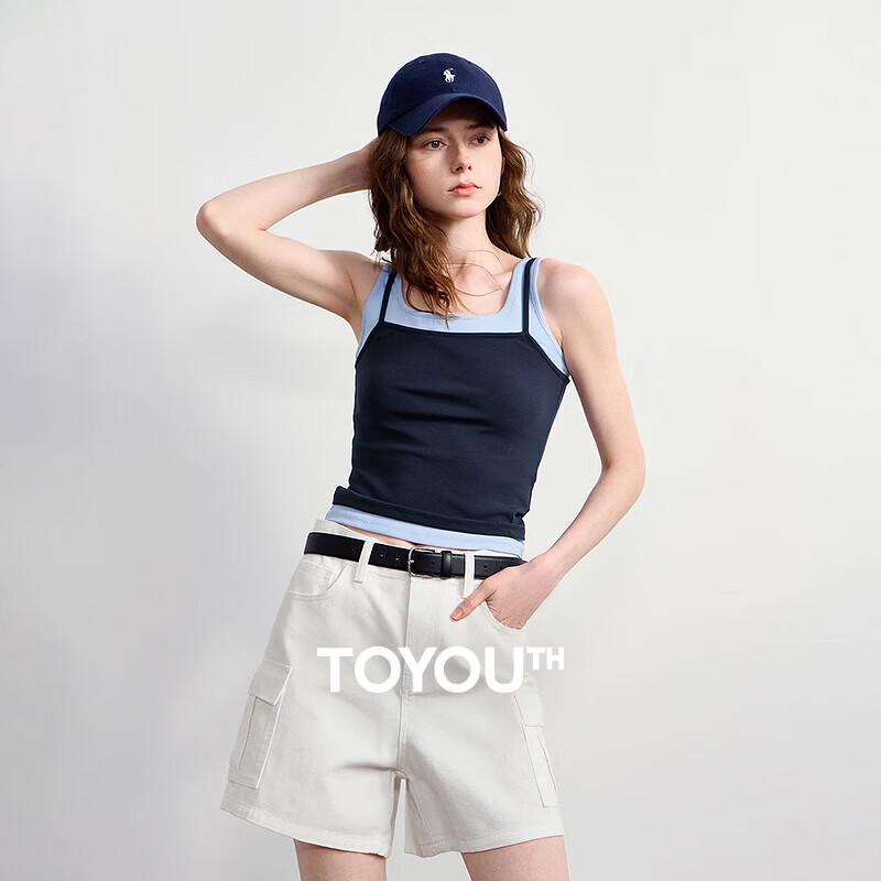 Chuyu Women s Color-block Faux Two-Piece Slim Vest L