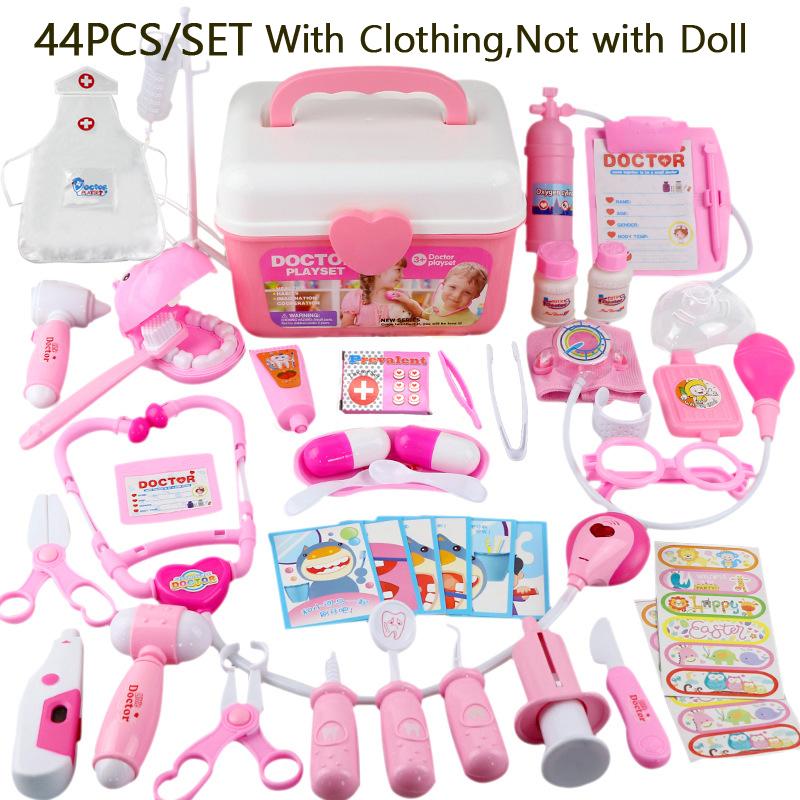 Zdravotní hračka Dětská Doktor Předstírání Role Hrací Kit 44ks Simulace Zubař Box Dívčí Vzdělávací hra Hračky pro děti Stetoskop
