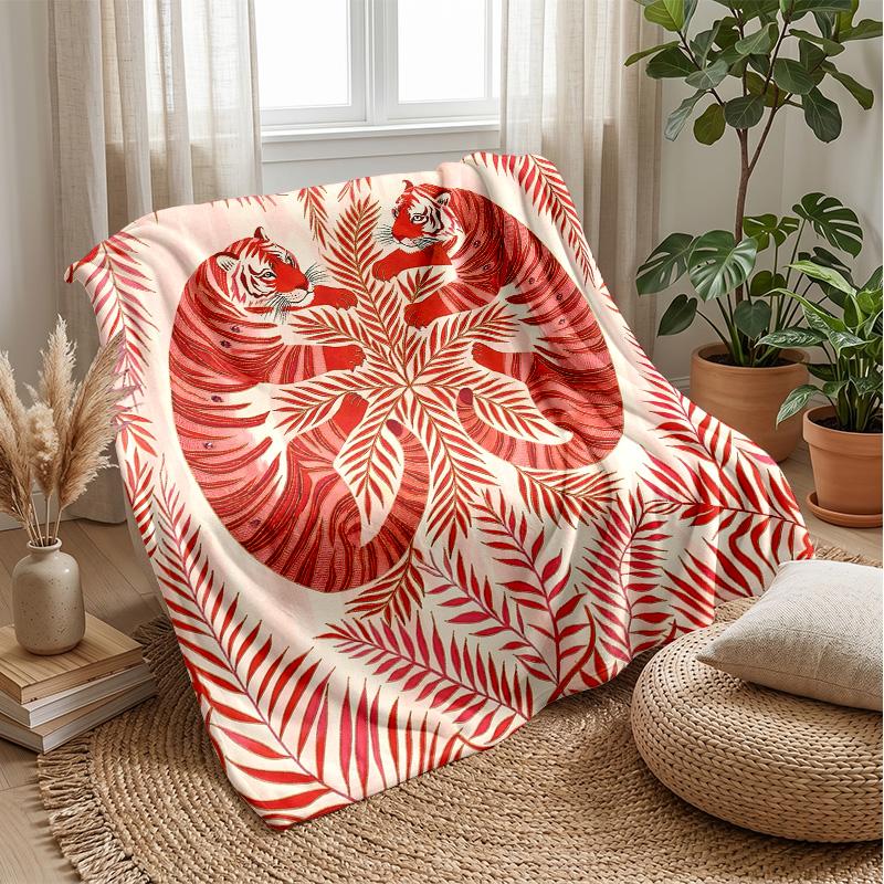 Tiger Family in Jungle 8 Theme blanket Lightweight Warm Flannel Blanket Decorative Throw Blanket for Home Decoration