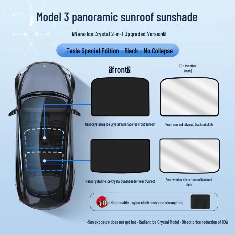 Tesla Model 3/Y/YL Sunroof Sunshade & Heat Insulation Visor