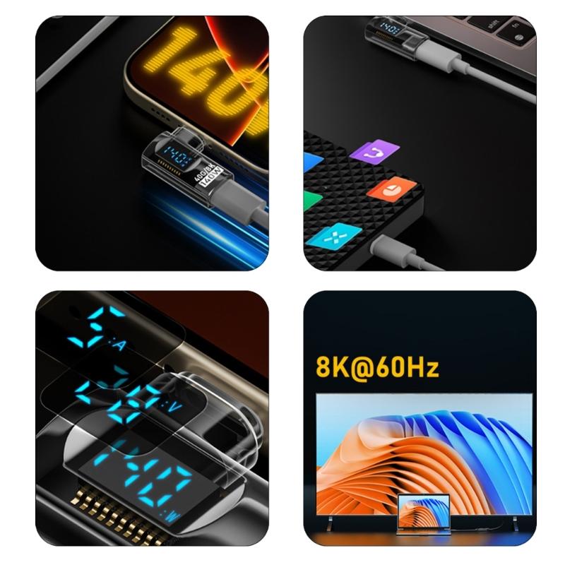 USB C Digital Display Adapter Connector with 140W Quick Charging and Double 40Gbps Transmission 8K60HZ Screen Projection