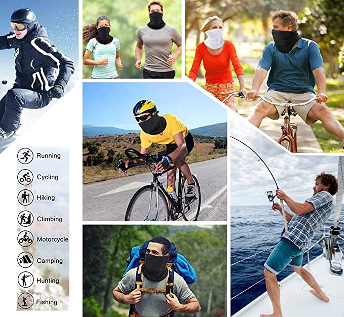 Balaclava Mask Neck Bandana with Ear Hangers Cooling Neck Gaiter Scarf for Man Women Summer Outdoor Sports