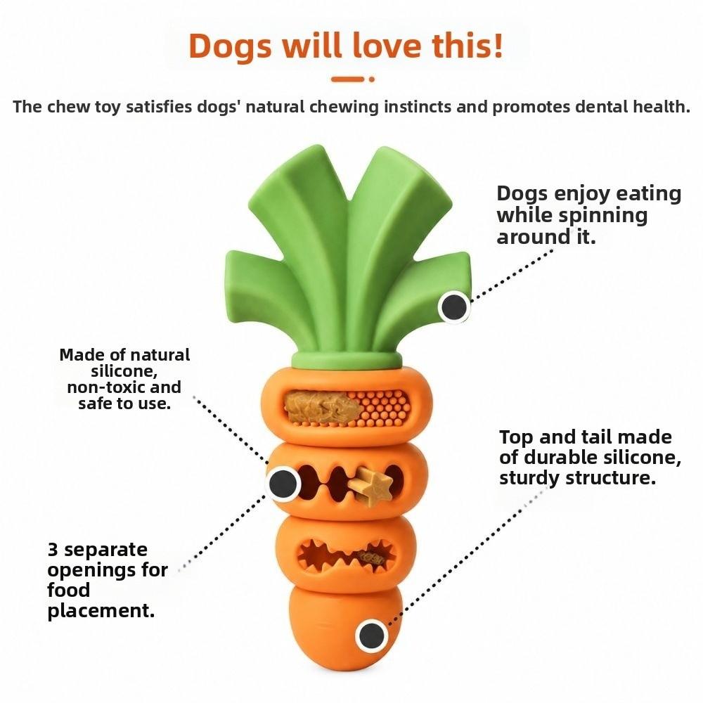 Non Toxic Silicone Carrot Dog Chew Toy Interactive Dog Toy  For Small Medium Dogs