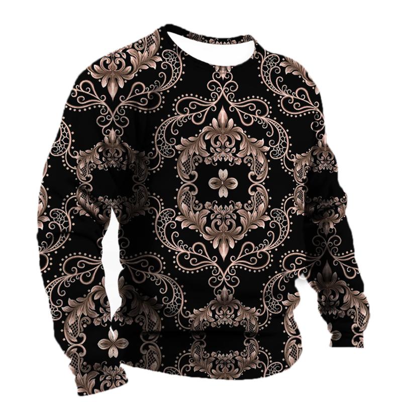 Men's T-shirt Baroque Graphics Fashion Printed T-Shirt Street O-neck Casual Clothes Oversized Top Men's Outdoor T-Shirt Pullover