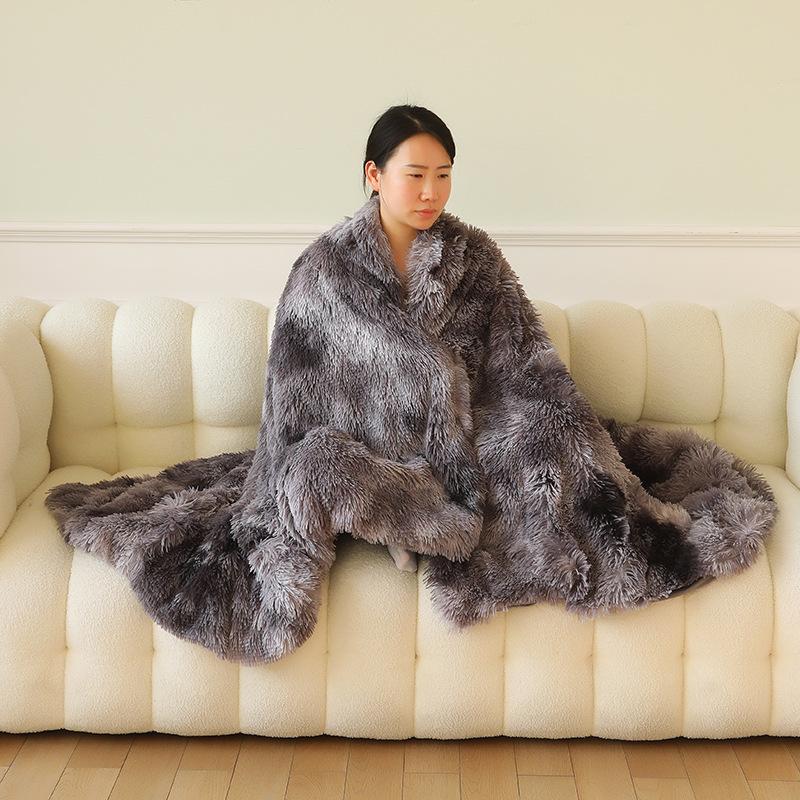 All-season Dormitory Small Blanket Nordic Style Polyester Crystal Velvet Sofa Blanket Simplicity Household Tie-dyed Nap Blanket