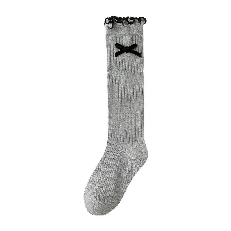 Girls White Bow Ruffle Knee High Socks Soft Lace Long Stockings Cute Spring Summer School Children Socks