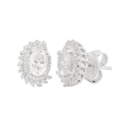 Moissanit Fancy Blätter Halo Design Ohrstecker - 925 Sterlingsilber