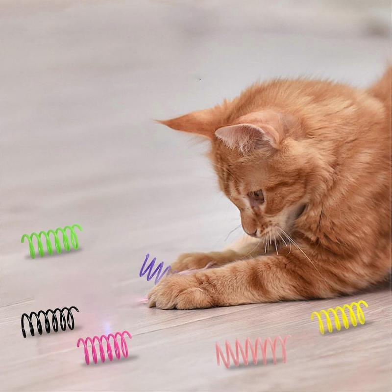 Cat Spring Toy Pack Of 12 Colorful Plastic Spiral Interactive Toy For Indoor Cats To Swat