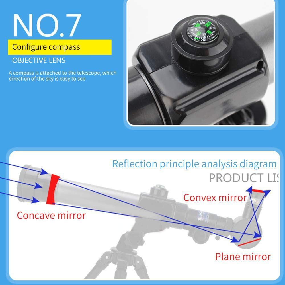 Kit telescop lunar pentru copii Telescop pentru începători în astronomie 40x copii adulți telescoape astronomice spațiale de 60 mm, telescop portabil de călătorie dimensiune liberă