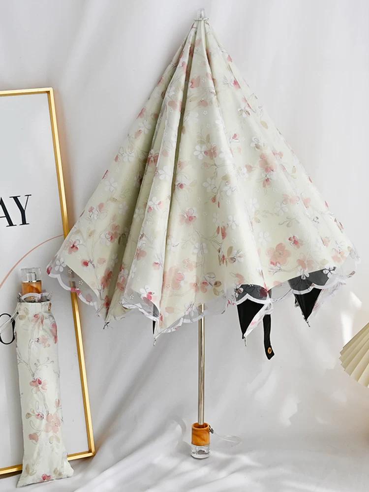 Umbrella Lace Sun Umbrella Female Embroider Sun Protection UV Protection Sun Umbrella Retro Style Princess Umbrella Sunny and Rain Dual-Use