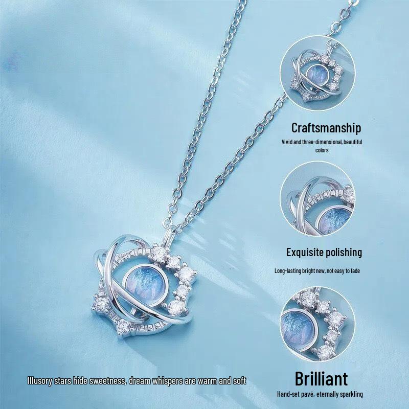 S925 High-End Planet Necklace for Girls - Light Luxury Ins Fashion Clavicle Chain, 2023 New Style Hot Item