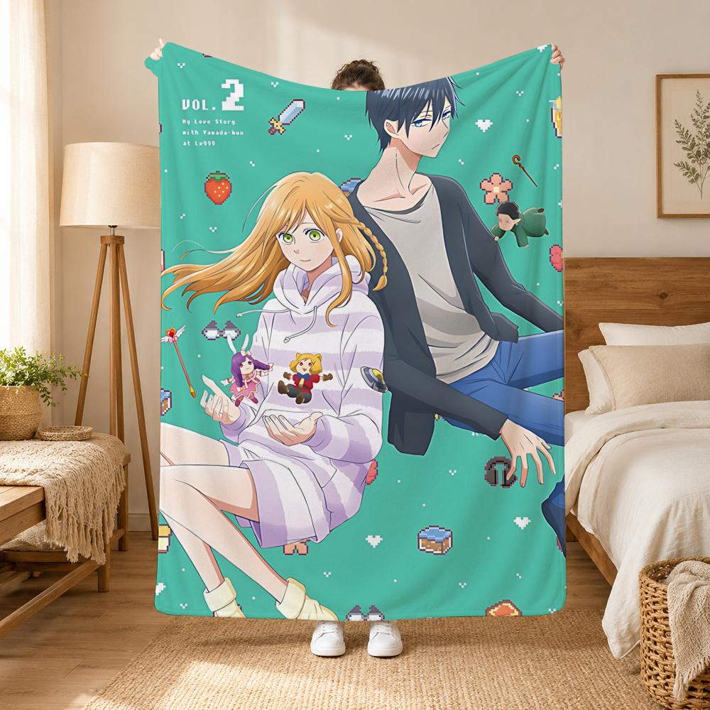My Love Story With Yamada Kun At Lv999 Throw 240G Flannel Blanket, Suitable For Sofas, Beds, Offices, Exquisite Gift Blankets