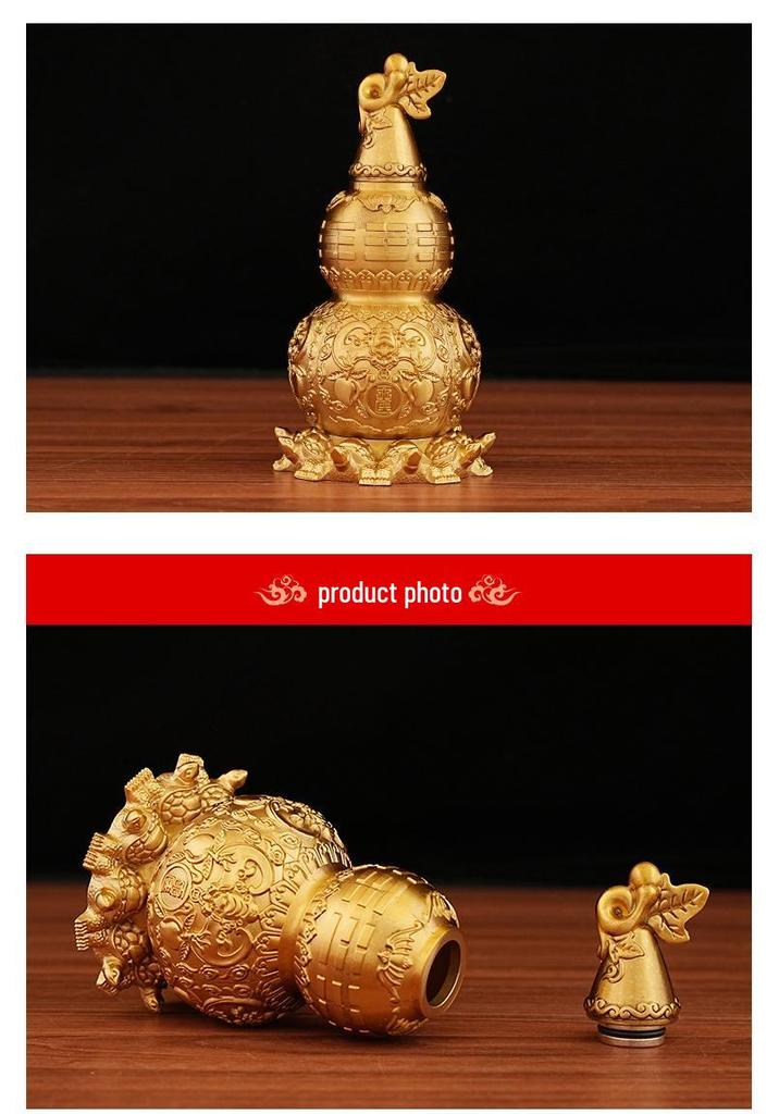 Brass Nine-Turtle Copper Gourd Bagua Desktop Decoration Ornament