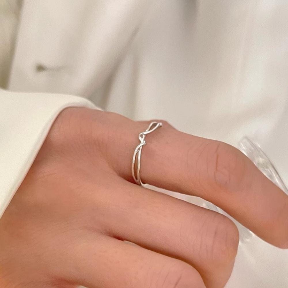 S925 sterling silver wavy lines simple ring ring ring tail ring niche design ins Internet celebrity jewelry tide