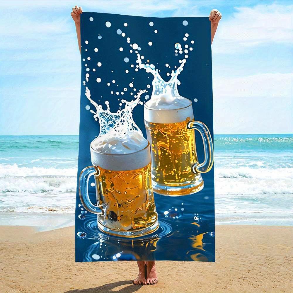 

Beer Mug Pattern Microfiber Beach Towel, Quick-Dry Strong Wrap Design for Beach Pool Use W30*H60(CM)