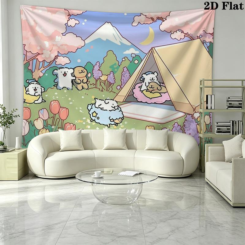Maltese and Golden Retriever Wall Tapestry Aesthetic Wall Hanging Printed Fabric Blanket Decorative Tapestries for Bedroom Living Room Home Decor