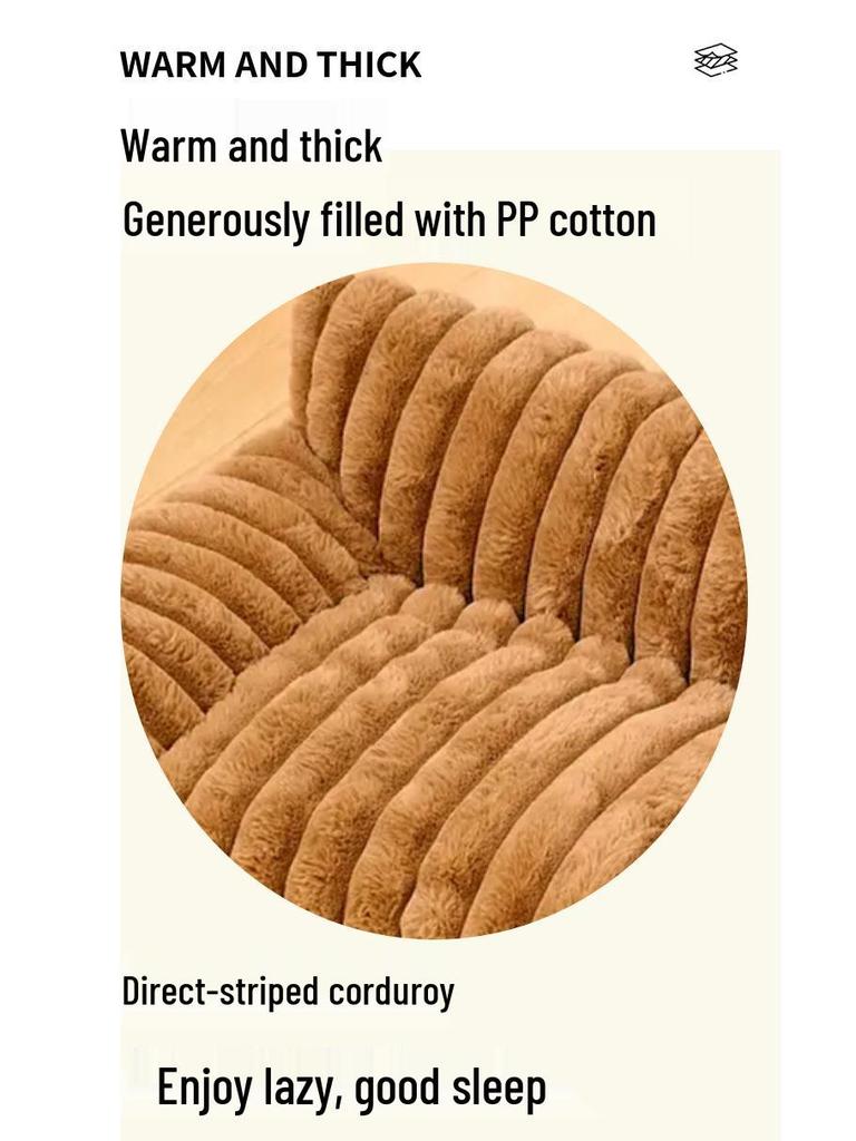 All-Season Striped Rabbit Fur Pet Bed: Winter Warm Sofa for Cats & Dogs