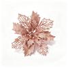 Artificial Glitter Poinsettia 6Pcs Hollow Out Xmas Decor for Christmas Tree Garland Front Door Winter Decor