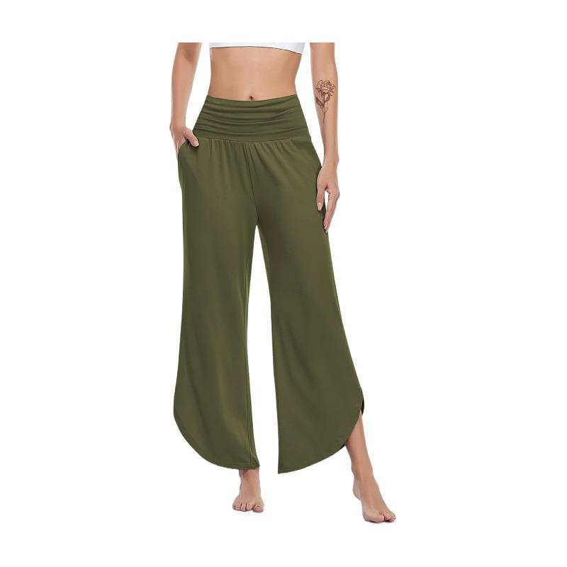 Freizeithosen für Damen mit hoher Taille, lockere, unregelmäßige Hose mit weitem Bein