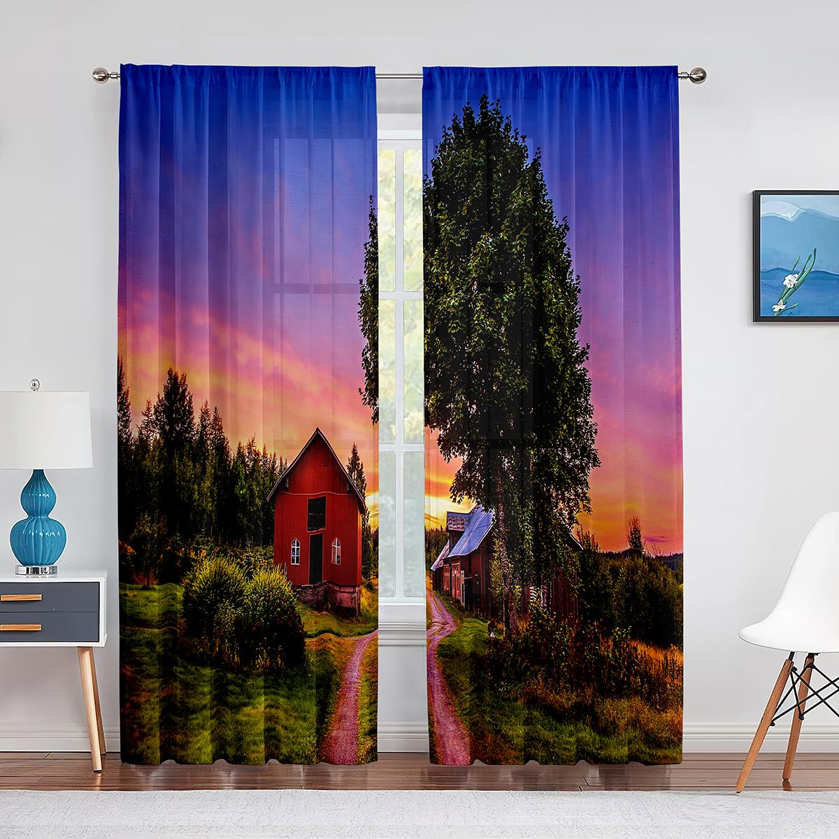 Загородная ферма-сарай с петухом и восходящим солнцем — фото 10