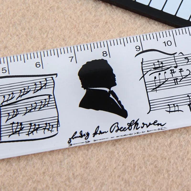 

Music Straight Rulers Creative Cat Musical Note Piano Transparent Ruler Bookmarks Measuring Scale Office Stationery Supply