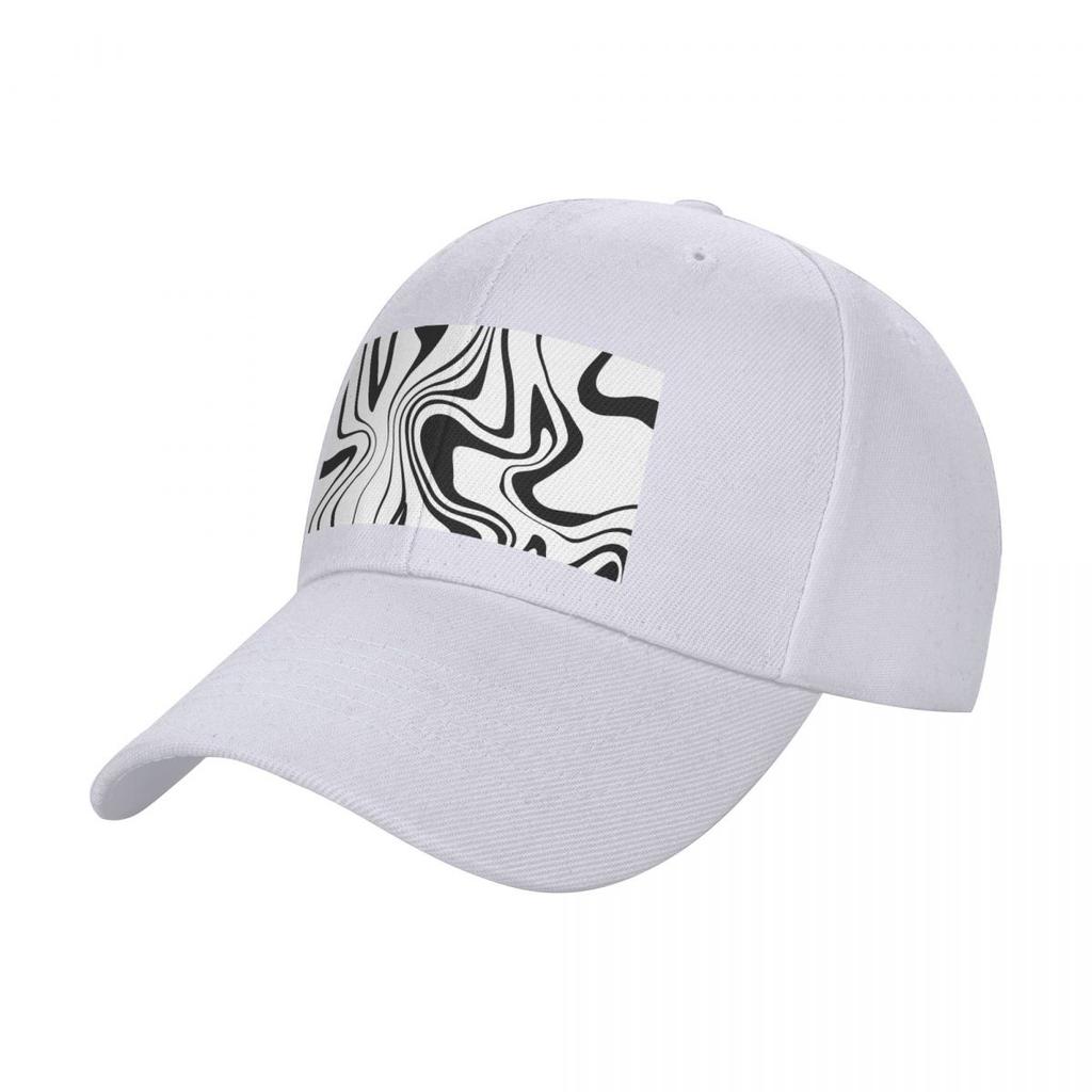 Black and White Trippy Print Baseball Cap Gentleman Hat Luxury  Rave Men Womens