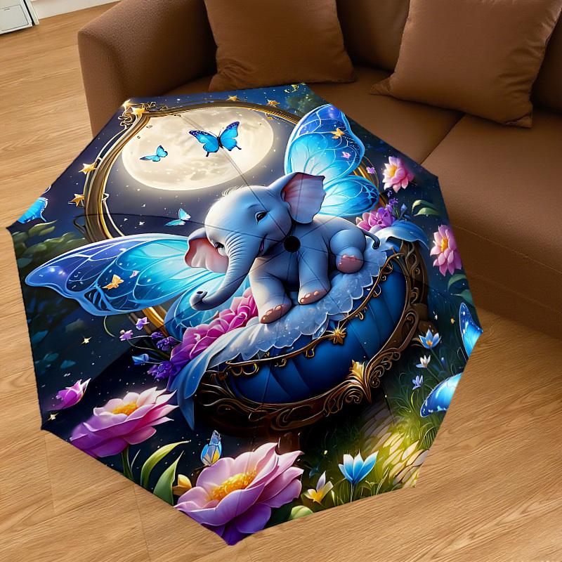 1PC Elephant Butterfly Automatic Open/Close Umbrella with Windproof, 8-Rib Sturdy Canopy, Durable Ribs, Fashionable Design, Outdoor Accessory, Fun Pri