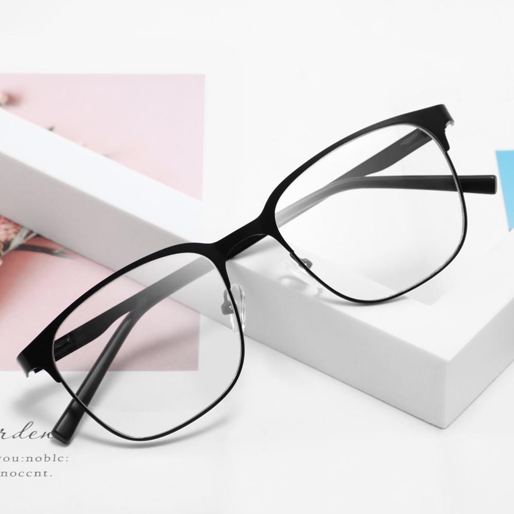 Fashion new flat mirror women's high-end sunglasses men's driving UV400 metal square myopia glasses