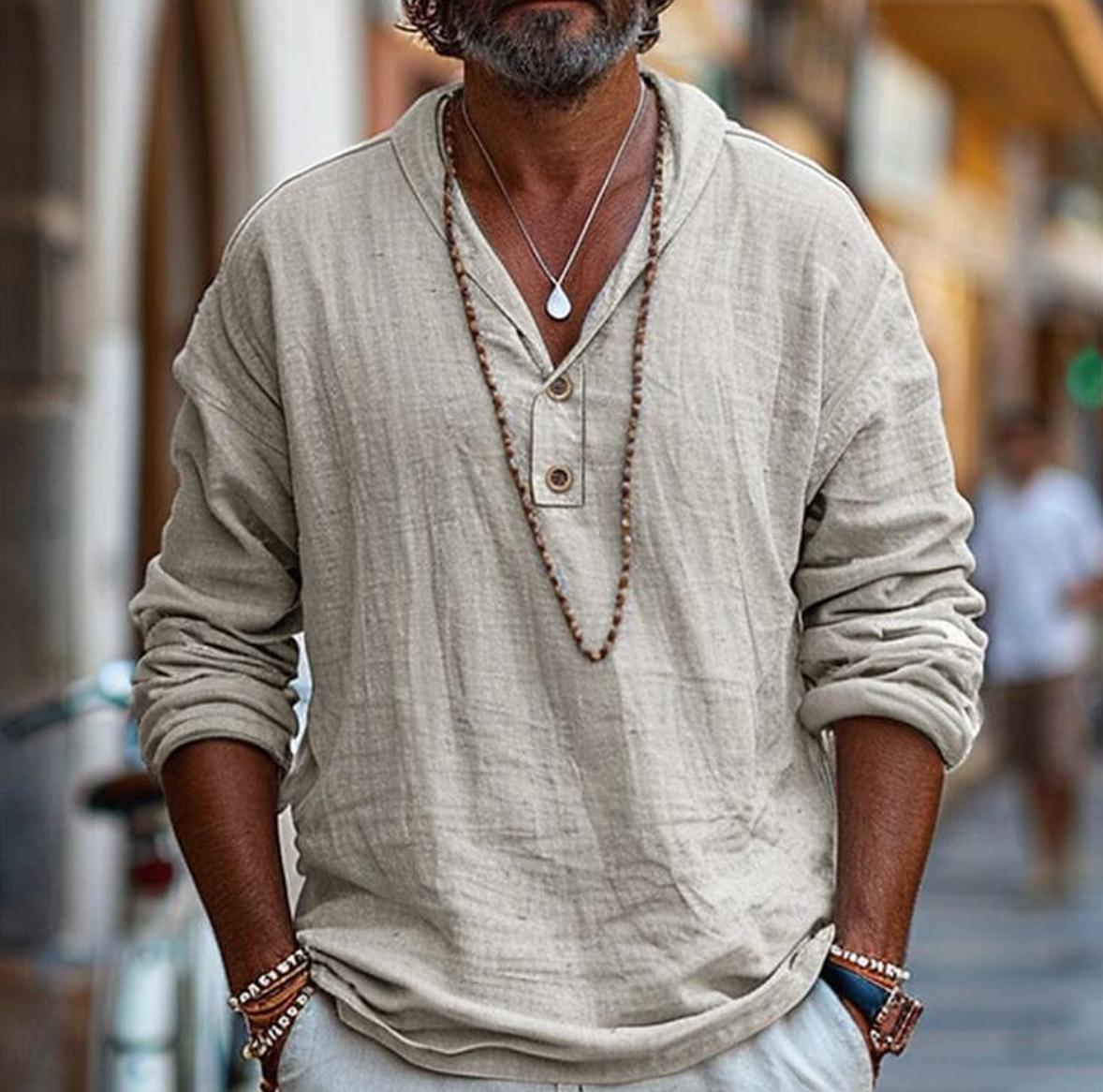 

Мужская рубашка на каждый день летняя с длинным рукавом однотонная свинцового цвета весенне-летняя повседневная одежда L абрикосовый