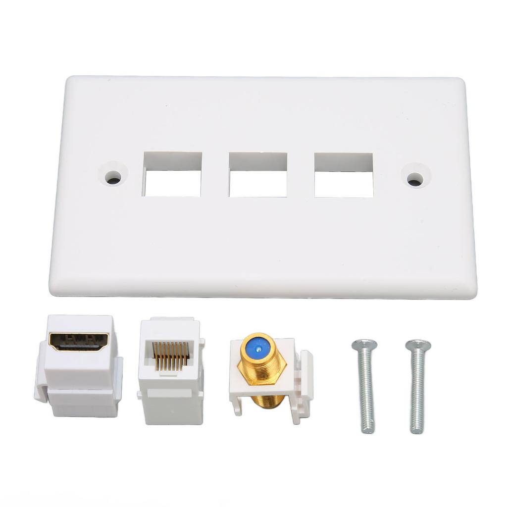 HD Multimedia Interface Wall Plate Multifunction CAT6 TV F Head 3 Port Ethernet Wall Plate for HDTVs