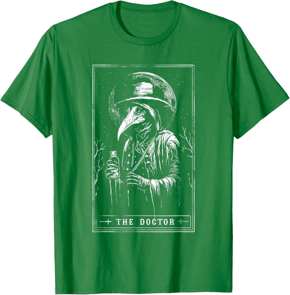 Pestdoktor Tarotkarte Grafik T-Shirt Herren Lässig Kurzarm Baumwolle T-Shirt Reise