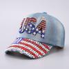 Baseball Cap Five-point Star Rhinestone Usa Independence Day Cap