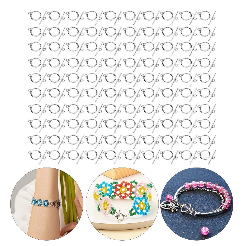 100PCS Jewelry Accessories Alloy Toggle Clasps 2mm Round OT Buckle Bracelet Clasps Bracelet Making