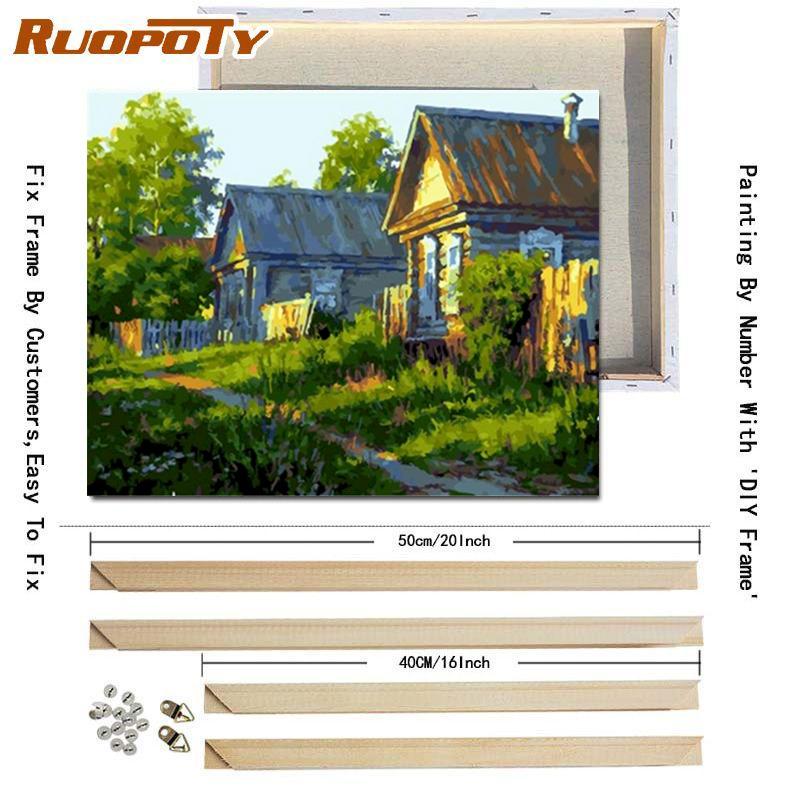 RUOPOTY Olejomalba podle čísel Zahrada Ručně malovaná olejomalba Jedinečný dárek Malování podle čísel Dům pro dospělé Domácí dekorace