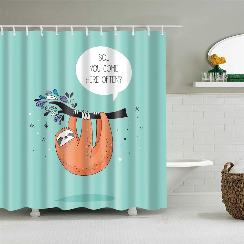 

Cartoon Cat Parrot Shower Curtain Set Lovely Animal Kids Bathroom Decor Waterproof Bath Curtains Home Accessories With Hooks W60H190(CM)-1 Pcs