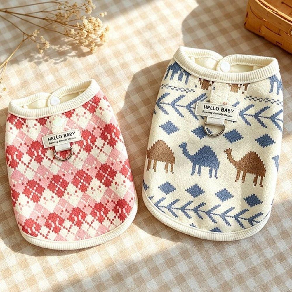 Warm Dog Jacket Printed Pattern Puppy Vest Fashion Dog Knitted Clothes for Cats and Puppy