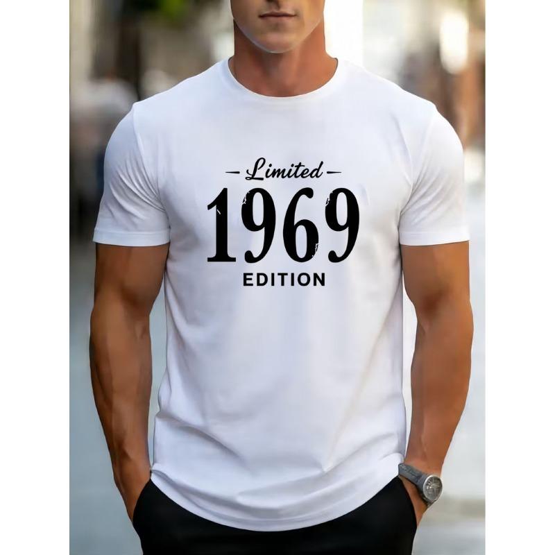 Men'S Retro Alphanumeric Print T-Shirt Summer Quick-Drying Breathable Slim Fit Crew Neck High Street Versatile Short Sleeve Top