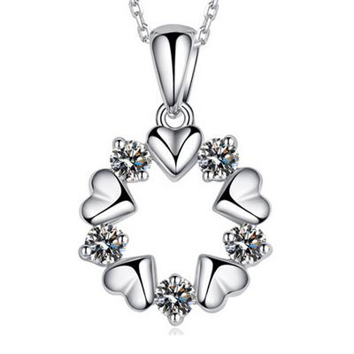 Necklace Flower Female Silver Plated Necklace Female Crystal Short Pendant Clavicle Chain Female Accessories
