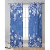 Xmas Snowflake Blue Yarn Curtain Window Tulle Drapes For Living Room Kitchen Sheer Window Treatments Voile Drapes