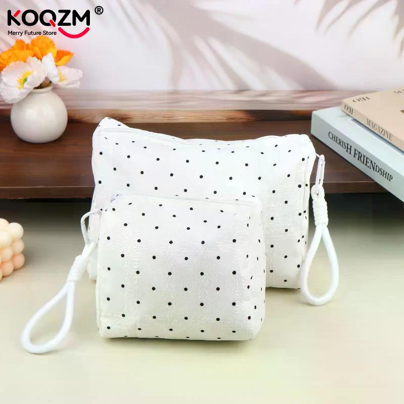Ins Simple Polka Dots Cosmetic Bag Portable Makeup Bag Travel Storage Pouch Large Capacity Toiletry Zipper Bag Girl Gifts
