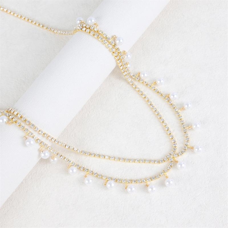 Elegant Two Strand Imitation Pearls Belly Chain With Dangling Fringes For Party And Wedding