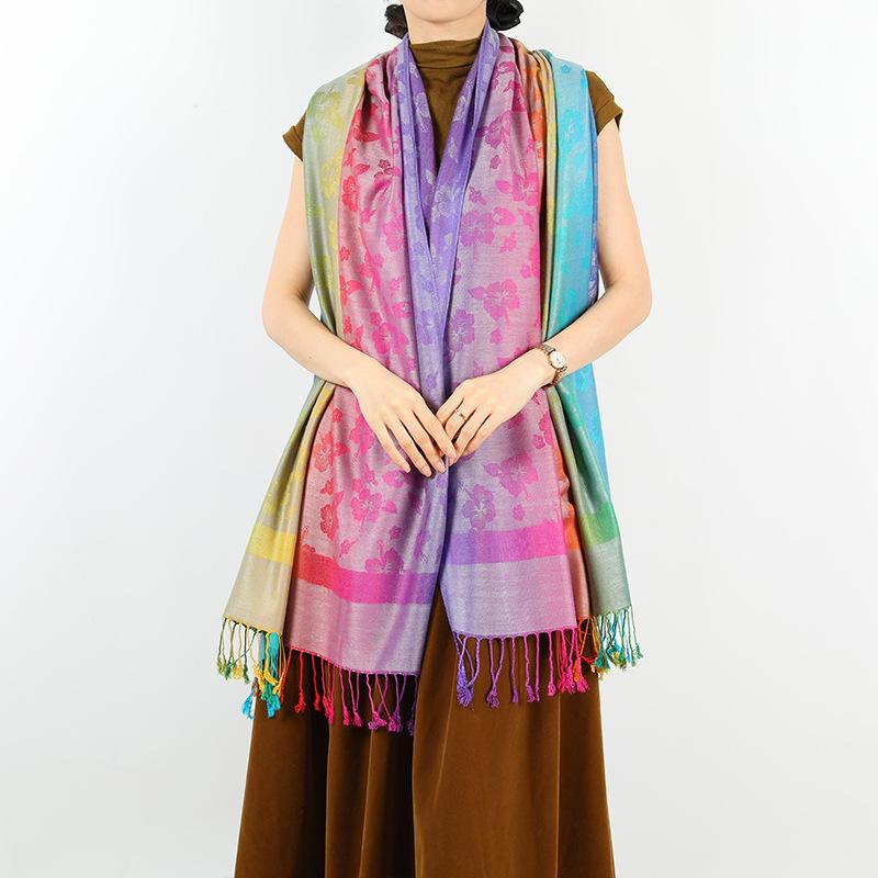 New Products Are On the Shelves In Spring and Autumn, Shawls, Colorful Jacquard Cashew Nut Long Scarves, Travel Photos, Scarves, Women's Bags.