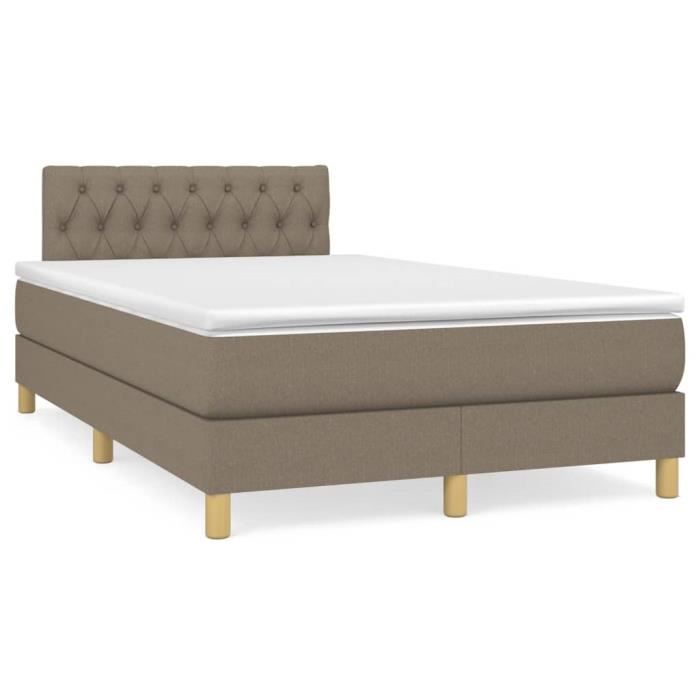 3140845 vidaXL Divan Bed with Mattress Taupe 120x200 Cm Fabric