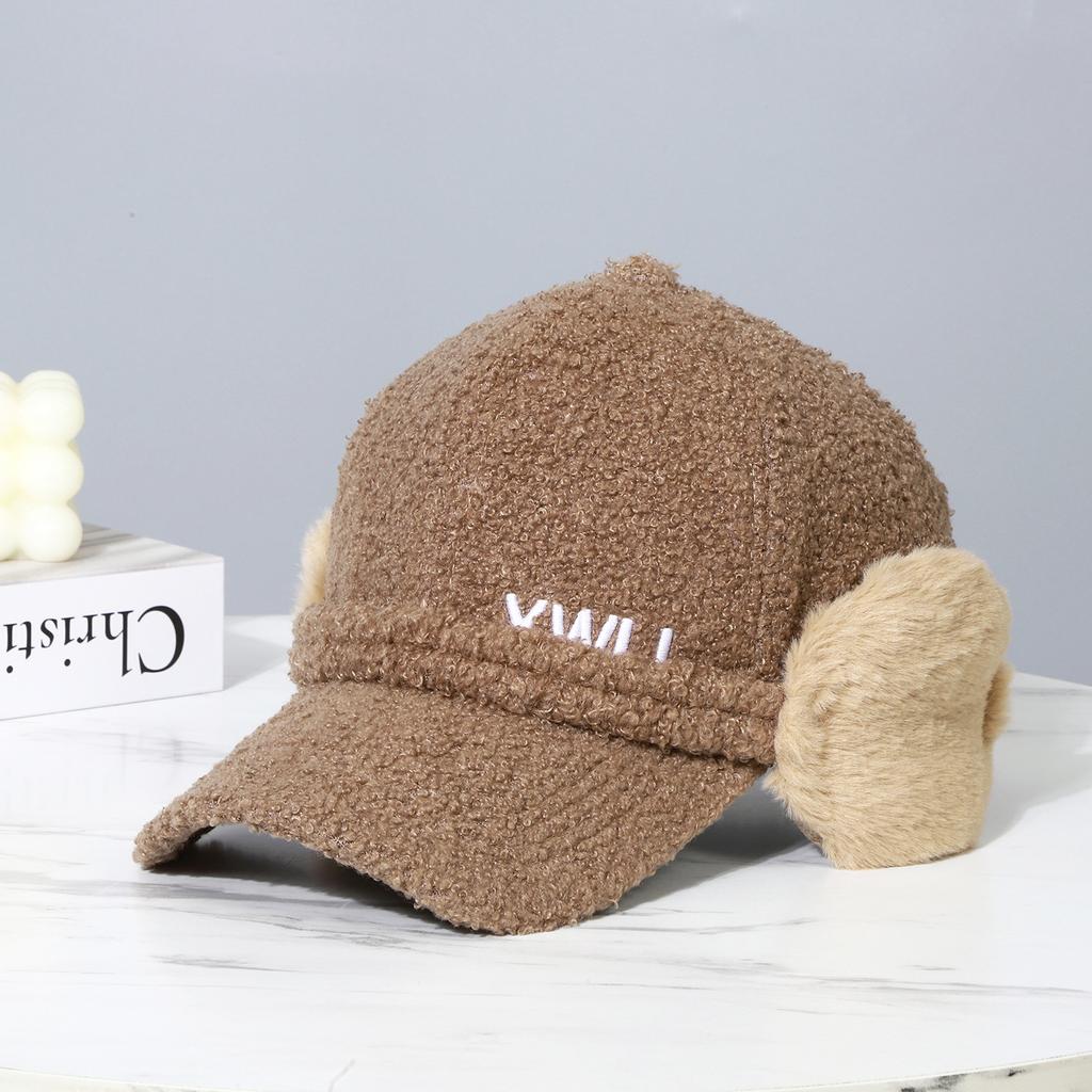 Autumn and winter new thickened lamb wool baseball cap children cold warm can tie ponytail cap tide