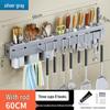 Wall-Mounted Multifunctional Kitchen Storage: Knife & Chopstick Holder, Punch-Free Hanging Rack.