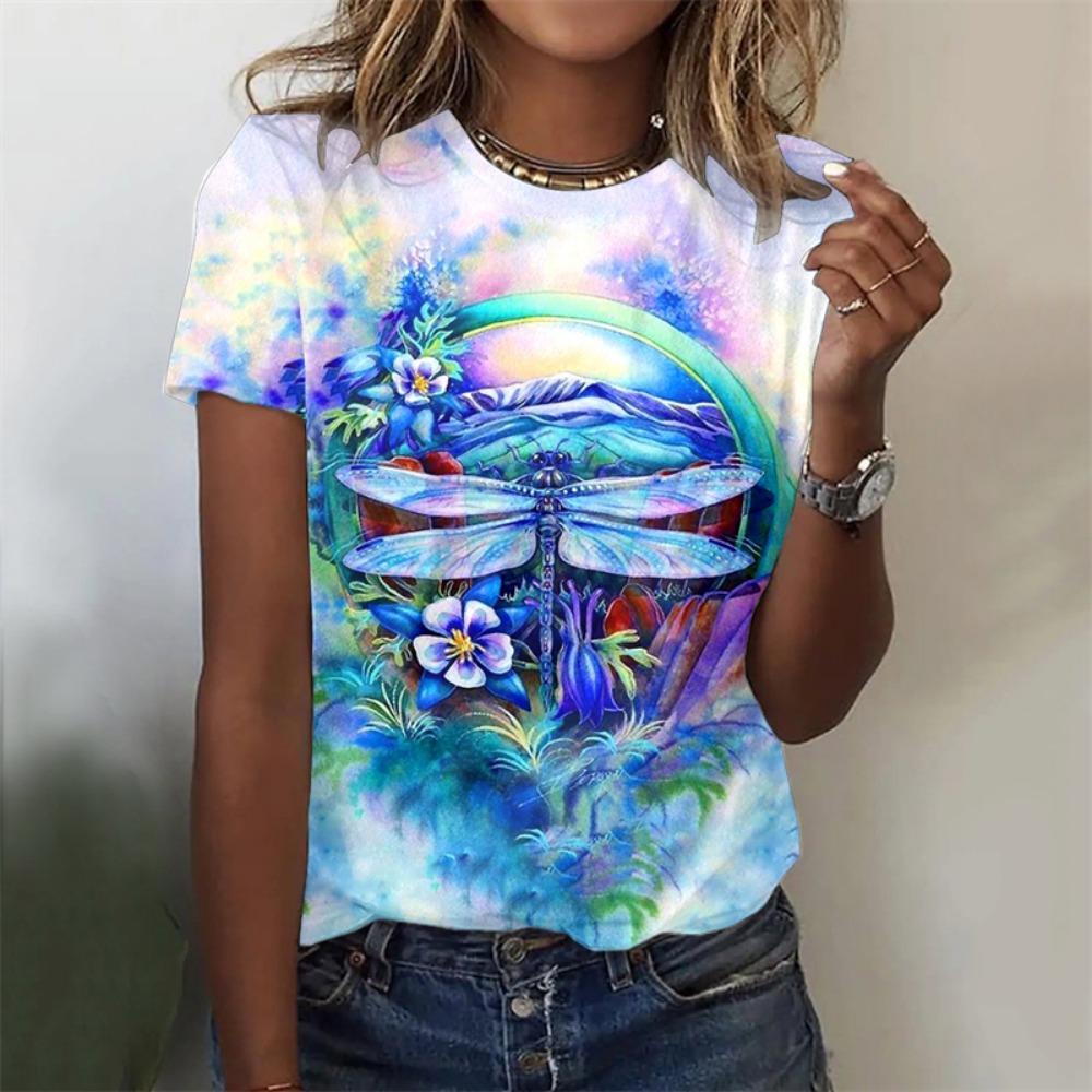 Women's T-shirt Summer Fashion Short Sleeve Tees Tops 3D Print O-Neck Casual T Shirt For Women's Funny Clothes For Sexy Girl Top