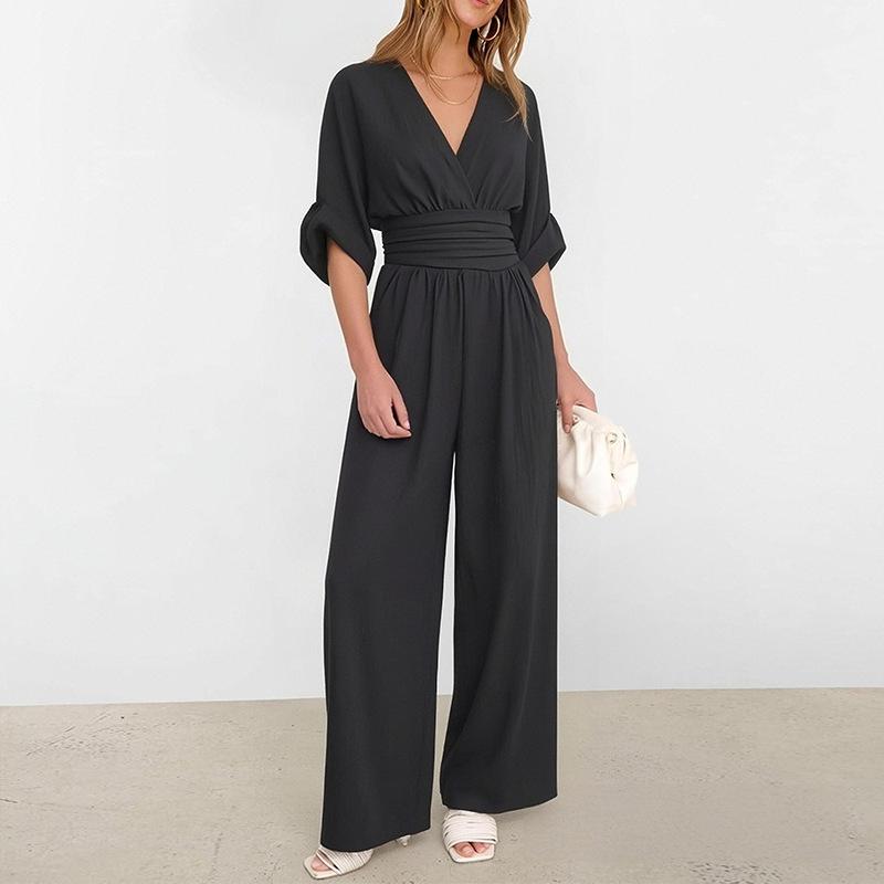 2026 spring new women's clothing, cross-border foreign trade Europe and the United States, one-word collar temperament printed casual wide-leg pants