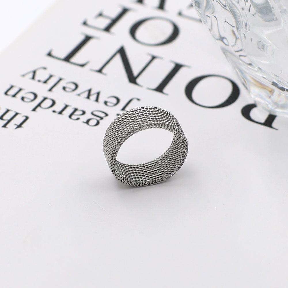 Titanium Steel Woven Mesh Ring Does Not Fade Wind Simple Mesh Men'S And Women'S Jewelry Ring