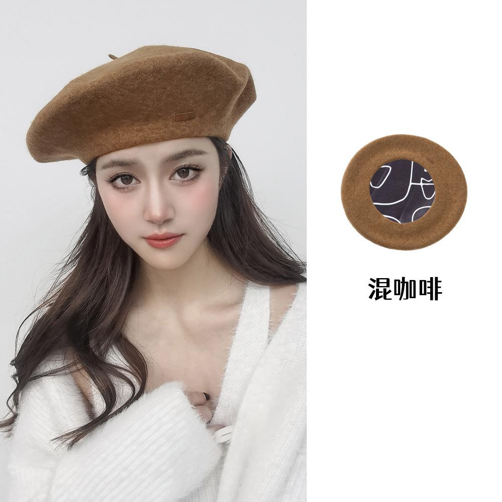 Große Größe 60 cm Wollbarett Wintermützen für Damen Warm halten Mode Malerhut Damen Einfarbige Boina Lässige Beanie Große Größe