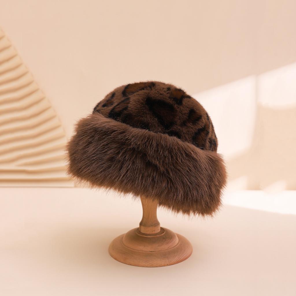 Winter Fleece Leopard Print Mongolian Hat,personality Fashionable Warm and Soft,women's Autumn Winter Fisherman Hat for Holiday